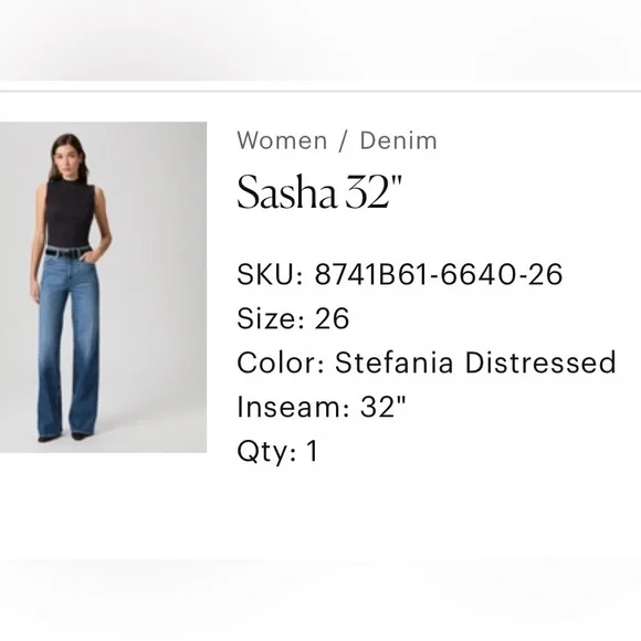 PAIGE SASHA Size: 26 NWOT
Color: Stefania Distressed
Inseam: 32" - Picture 4 of 11